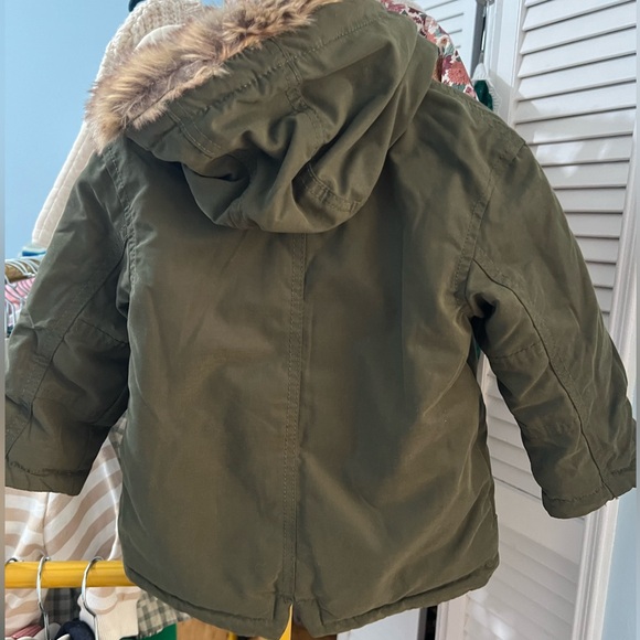H&M Olive Green Fur-Trimmed Hooded Jacket - Picture 2 of 3